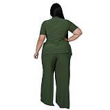 Casual Short Sleeve Shirt and Wide Leg Pants Set ASL-7070