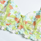 Lace Embroidery Plunge Bralette 3pcs Lingerie Set SHFE-W564