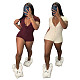Plush V Neck Short Sleeve Single Breasted Romper ML-7467