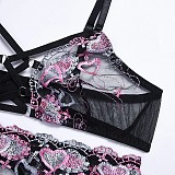 Lace Embroidery Garter Bralette Lingerie Set SHFE-w576