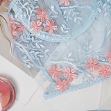 See-through Mesh Splicing Lace Bra & Thong SHFE-W553