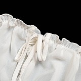 White Off Shoulder Ruffle Trim Top &Thong SHFE-w559