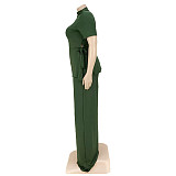 Casual Short Sleeve Shirt and Wide Leg Pants Set ASL-7070