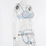 Light Blue Embroidery Mesh Bralette Set SHFE-W533