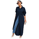 Loose Lapel Casual Blouse Shirt Dress Coat GLS-10077