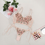 Pink Carved Lace Strappy Bralette Set SHFE-W506
