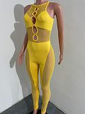 Sheer Mesh Patchwork Sleeveless Cut Out Jumpsuit NIK-269