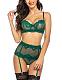 3pcs See-through Mesh Strappy Bralette Set with Garter Belt SHFE-S196