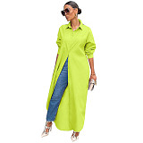 Loose Lapel Casual Blouse Shirt Dress Coat GLS-10077