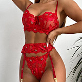 Red Strappy Bralette Set with Garter Belt SHFE-W503