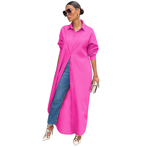 Loose Lapel Casual Blouse Shirt Dress Coat GLS-10077