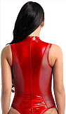 PU Leather Sleeveless Zipper Lingerie Bodysuit SHFE-8052