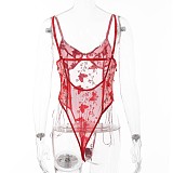See-through Butterfly Lace Strappy Teddy Lingerie SHFE-W490