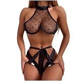 Black Mesh Halter Lingerie Set SHFE-W532