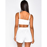 Spaghetti Straps Crop Tops High-Waist Shorts Set DD-88146
