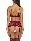 3pcs See-through Mesh Strappy Bralette Set with Garter Belt SHFE-S196