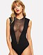 Black Mesh Splicing See-through Teddy SHFE-t885
