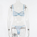 Light Blue Embroidery Mesh Bralette Set SHFE-W533