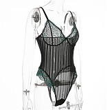 See-through Lace Splicing Teddy Lingerie SHFE-W516