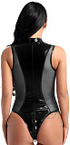 PU Leather Sleeveless Zipper Lingerie Bodysuit SHFE-8052