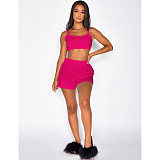 Spaghetti Straps Crop Tops High-Waist Shorts Set DD-88146