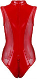 PU Leather Sleeveless Zipper Lingerie Bodysuit SHFE-8052