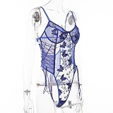 See-through Butterfly Lace Strappy Teddy Lingerie SHFE-W490