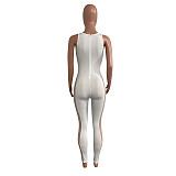 Sheer Mesh Patchwork Sleeveless Cut Out Jumpsuit NIK-269