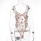 See-through Butterfly Lace Strappy Teddy Lingerie SHFE-W490