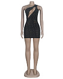 Hot Drill One Shoulder Cut Out Sleeveless Dress FSX-326