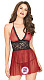 Red Mesh Lace Splicing Babydoll Set SHFE-W380