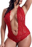 Halter Deep V Lace Teddy Lingerie TLJ-120