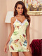 Printed Backless Spaghetti Strap Trim Nightgown SHFE-9084