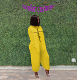 Letter Print Long Sleeve Loose Jumpsuit ZAND-31181