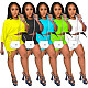 Short Sleeve O-Neck Crop Top+Biker Shorts Set FOS-8116