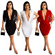 Deep V Neck Sleeveless Bodycon Tassel Dress HANI-073