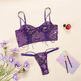 Strappy Butterfly Mesh Plunge Bralette Set SHFE-W502