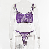 Strappy Butterfly Mesh Plunge Bralette Set SHFE-W502