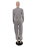 Letter Print Long Sleeve Loose Jumpsuit ZAND-31181