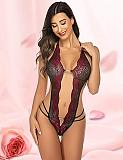 Seductive Sheer Binding Halter Hollow-out Teddy TLJ-166
