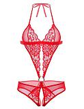 Halter Sheer Buckle Teddy Lingerie TLJ-159