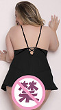 Plus Size See-through Sheer Strappy Babydoll Set