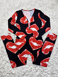 Mouth Lip Print Pajamas Long Sleeve Jumpsuit SHD-9461