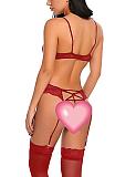 Seductive Lace Strappy Bralette Set with Garter Belt TLJ-128