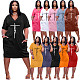 Faith Letter Print V-neck Pocket Short Sleeve Dress TK-6215