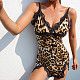 Leopard Print Lace Splicing Slit Nightgown SHFE-T898