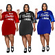 Plus Size O Neck Patchwork Half Sleeve T Shirt Dress HANI-011