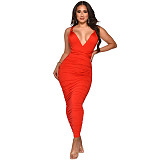 Halter Lace Up Backless Ruched Party Dresses YF-10056