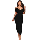 Halter Lace Up Backless Ruched Party Dresses YF-10056