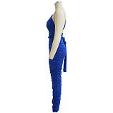 Halter Lace Up Backless Ruched Party Dresses YF-10056